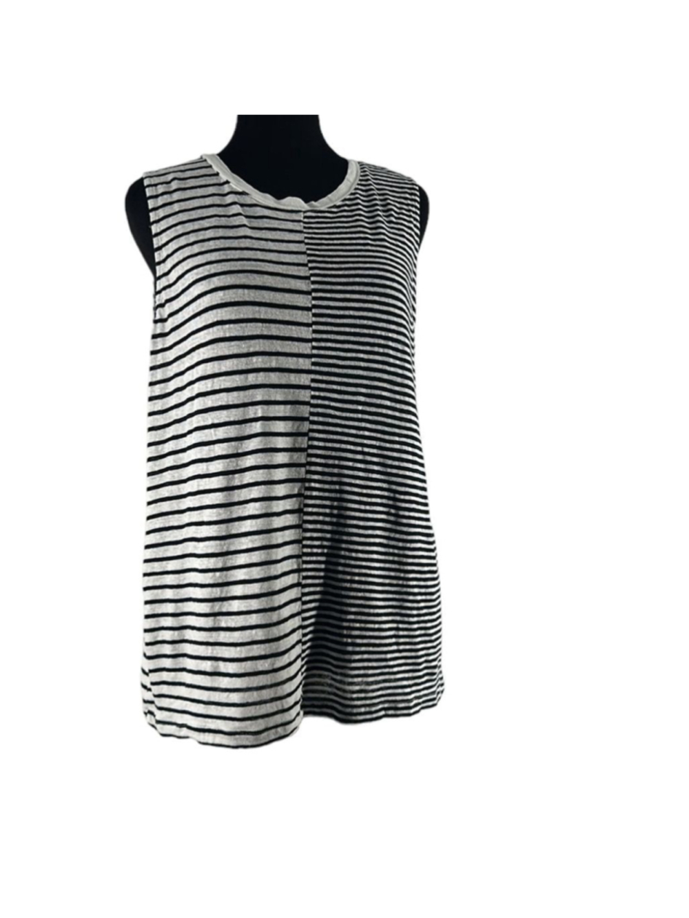 Rails The Split Tank 100% linen striped black & white light weight sz sm